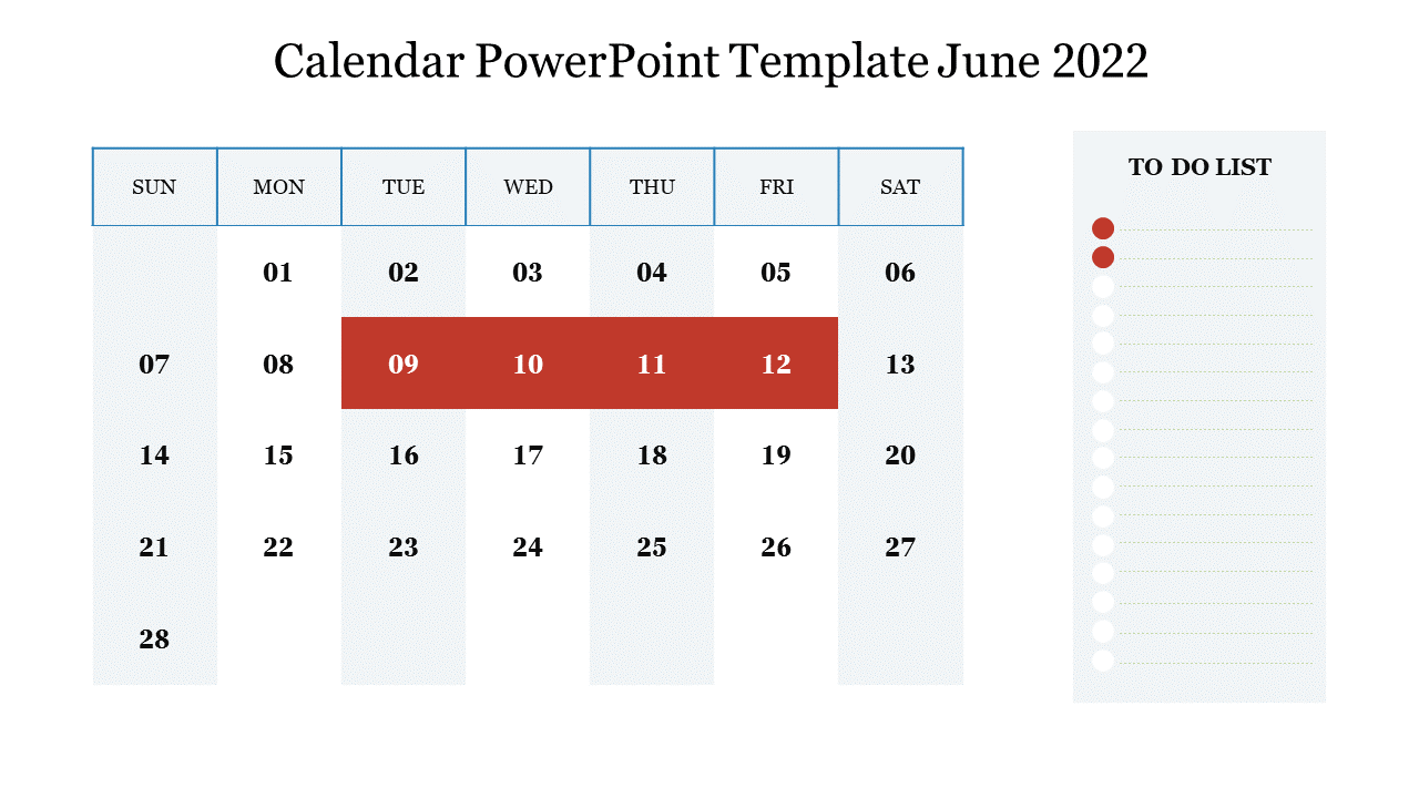 Calendar PowerPoint Template June 2022